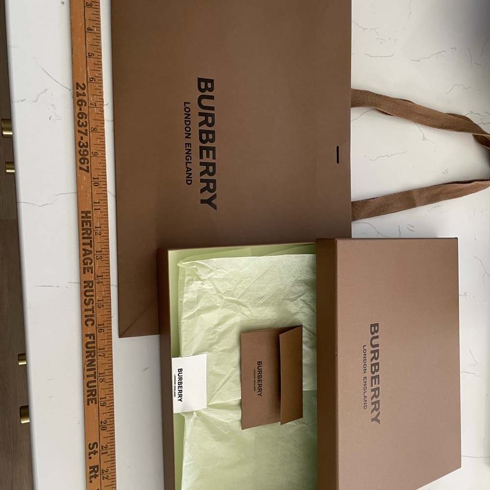 Burberry shopping Bag , Scarf box and small receipt envelope.